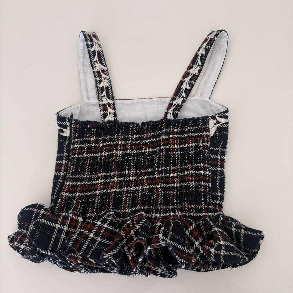NWT Fanm Mon Navy Plaid Tweed Ruffle Skirt Set - Picture 13 of 15